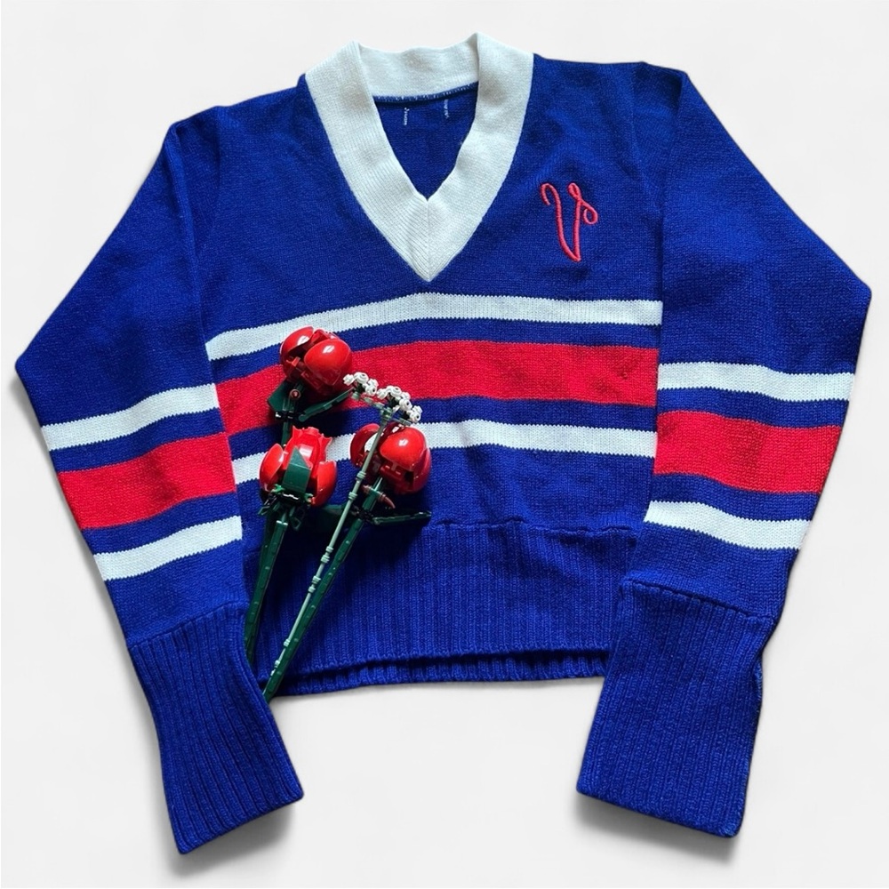 KIDS Blue and Red V-Neck Sweater